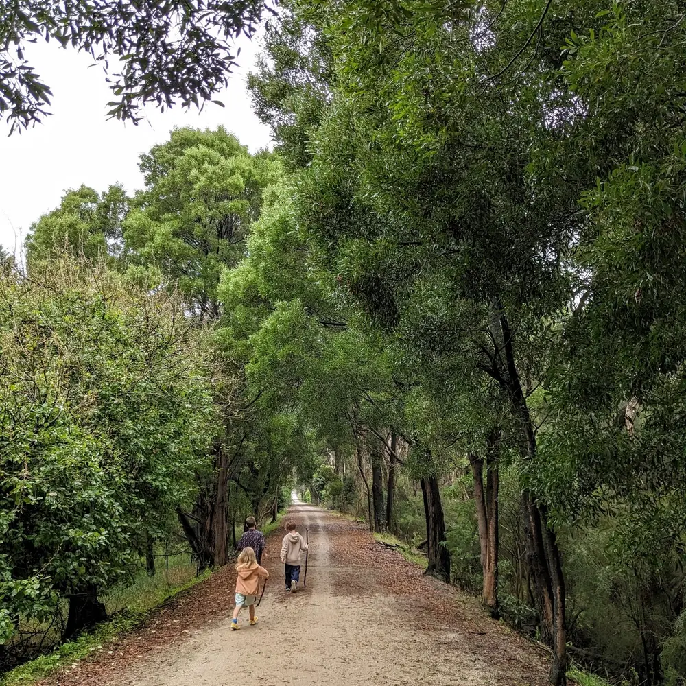 taking a walk on the rail trail outside Leongatha